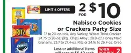ShopRite Nabisco Cookies or Crackers Party Size offer