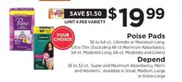 ShopRite Poise Pads or Depend offer
