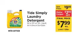 ShopRite Tide Simply Laundry Detergent offer