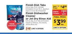 ShopRite Finish Dish Tabs or Finish Dishwasher Cleaner or Jet Dry Rinse Aid offer