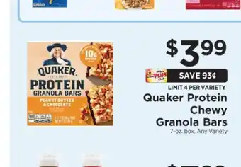 ShopRite Quaker Protein Chewy Granola Bars offer