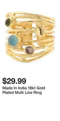 TJ Maxx Made In India 18kt Gold Plated Multi Line Ring offer