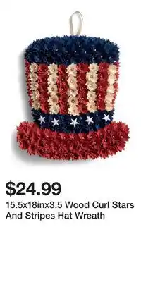 TJ Maxx 15.5x18inx3.5 Wood Curl Stars And Stripes Hat Wreath offer