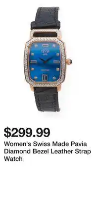 TJ Maxx Women's Swiss Made Pavia Diamond Bezel Leather Strap Watch offer