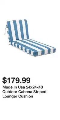 TJ Maxx Made In Usa 24x24x48 Outdoor Cabana Striped Lounger Cushion offer