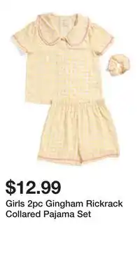 TJ Maxx Girls 2pc Gingham Rickrack Collared Pajama Set offer