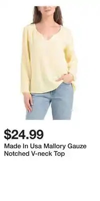 TJ Maxx Made In Usa Mallory Gauze Notched V-neck Top offer