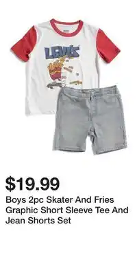 TJ Maxx Boys 2pc Skater And Fries Graphic Short Sleeve Tee And Jean Shorts Set offer