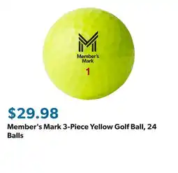 Sam's Club Member's Mark 3-Piece Yellow Golf Ball, 24 Balls offer