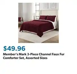 Sam's Club Member's Mark 3-Piece Channel Faux Fur Comforter Set, Assorted Sizes offer