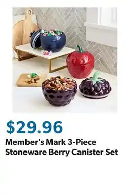 Sam's Club Member's Mark 3-Piece Stoneware Berry Canister Set offer