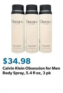 Sam's Club Calvin Klein Obsession for Men Body Spray, 5.4 fl oz offer