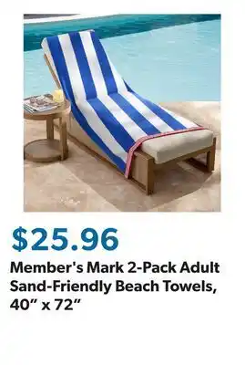 Sam's Club Member's Mark 2-Pack Adult Sand-Friendly Beach Towels, 40 x 72 offer