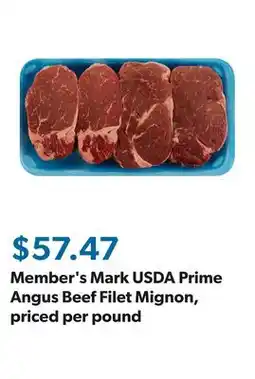Sam's Club Member's Mark USDA Prime Angus Beef Filet Mignon, priced per pound offer
