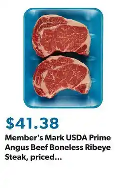 Sam's Club Member's Mark USDA Prime Angus Beef Boneless Ribeye Steak, priced per pound offer