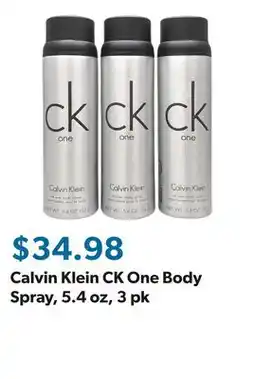 Sam's Club Calvin Klein CK One Body Spray, 5.4 oz offer