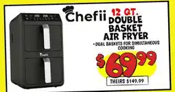 Ollie's Chefii 12 QT. DOUBLE BASKET AIR FRYER offer