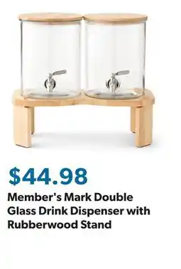 Sam's Club Member's Mark Double Glass Drink Dispenser with Rubberwood Stand offer