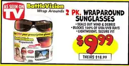 Ollie's BATTLEVISION 2 PK. WRAPAROUND SUNGLASSES offer