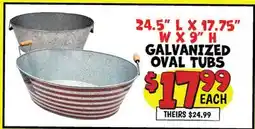Ollie's 24.5 L X 17.75 W X 9 H GALVANIZED OVAL TUBS offer