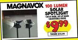 Ollie's MAGNAVOX 100 LUMEN SOLAR SPOTLIGHT offer