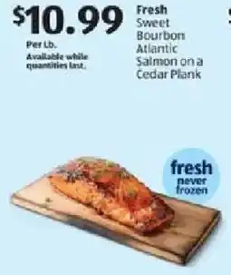 Aldi Fresh Sweet Bourbon Atlantic Salmon on a Cedar Plank offer
