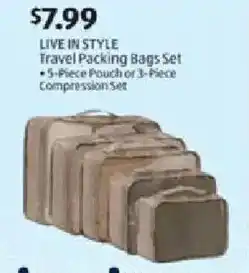 Aldi LIVE IN STYLE Travel Packing Bags Set offer