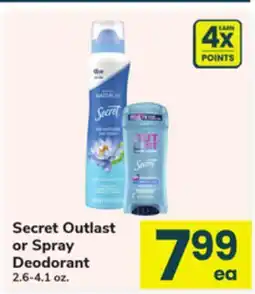 ACME Secret Outlast or Spray Deodorant offer