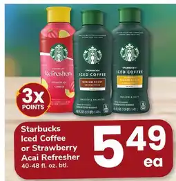 ACME Starbucks Iced Coffee or Strawberry Acai Refresher offer