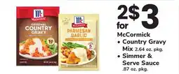 ACME McCormick Country Gravy Mix 2.64 oz. pkg. or Simmer & Serve Sauce .87 oz. pkg offer