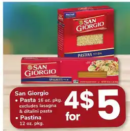 ACME San Giorgio Pasta 16 oz. pkg. Pastina 12 oz. pkg offer