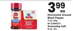 ACME McCormick Ground Black Pepper 3 oz. pkg. or Lawry's Seasoning Salt 8 oz. ctn offer