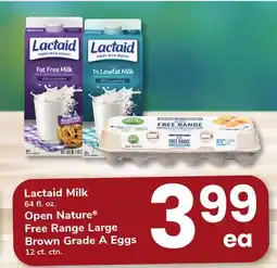 ACME Lactaid Milk 64 fl. oz. Open Nature Free Range Large Brown Grade A Eggs 12 ct. ctn offer