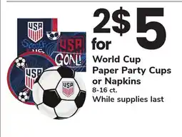 ACME World Cup Paper Party Cups or Napkins offer