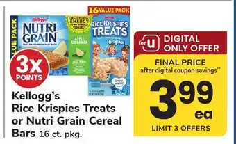 ACME Kellogg's Rice Krispies Treats or Nutri Grain Cereal Bars offer