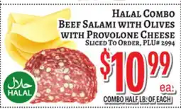 Trade Fair Supermarket HALAL COMBO BEEF SALAMI WITH OLIVES WITH PROVOLONE CHEESE offer