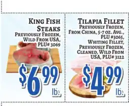 Trade Fair Supermarket KING FISH STEAKS, Tilapia Fillet offer
