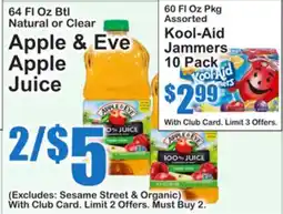 SuperFresh Apple & Eve Apple Juice, Kool-Aid Jammers offer