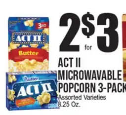 Extra Supermarket ACT II MICROWAVABLE POPCORN 3-PACK offer