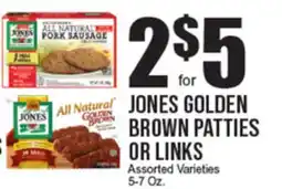 Extra Supermarket JONES GOLDEN BROWN PATTIES OR LINKS offer