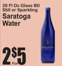 SuperFresh 28 Fl Oz Glass Btl Still or Sparkling Saratoga Water offer