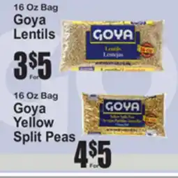 SuperFresh 16 Oz Bag Goya Lentils Yellow Split Peas offer