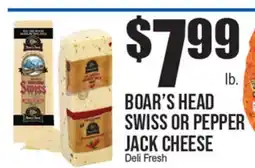 Extra Supermarket BOAR'S HEAD SWISS OR PEPPER JACK CHEESE offer
