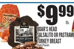 Extra Supermarket BOAR'S HEAD SALSALITO OR PASTRAMI TURKEY BREAST offer