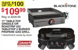 Dunham's Sports 17 TABLE TOP GRIDDLE OR ROADTRIP 225 TABLETOP 2 BURNER PROPANE GAS GRILL offer