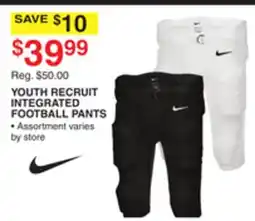 Dunham's Sports NIKE YOUTH RECRUIT INTEGRATED FOOTBALL PANTS offer