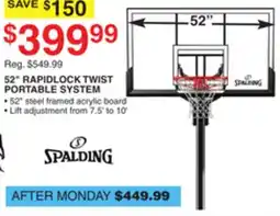 Dunham's Sports SPALDING 52 RAPIDLOCK TWIST PORTABLE SYSTEM offer