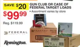 Dunham's Sports GUN CLUB OR CASE OF FEDERAL TARGET LOADS offer