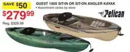 Dunham's Sports PELICAN QUEST 100X SIT-IN OR SIT-ON ANGLER KAYAK offer