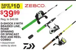 Dunham's Sports D-SHOCK II WITH BRAIDED LINE, ROAM SPINNING OR SPINCAST ROD AND REEL COMBO offer